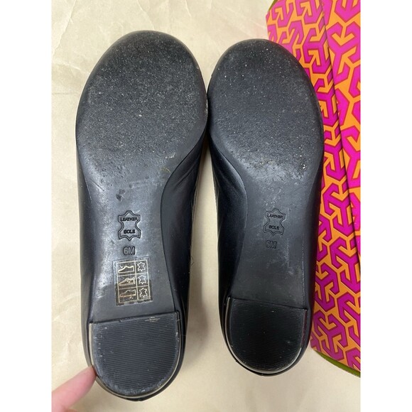 TORY BURCH Black Chelsea Leather Ballet Flats Shoes Womens Sz 6 M‎ Original Box - Picture 13 of 15